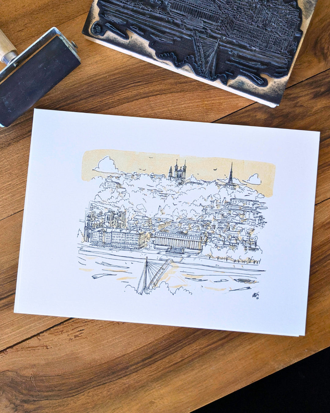 Linogravure Passerelle