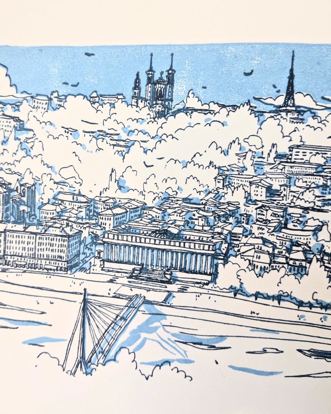 Linogravure Passerelle