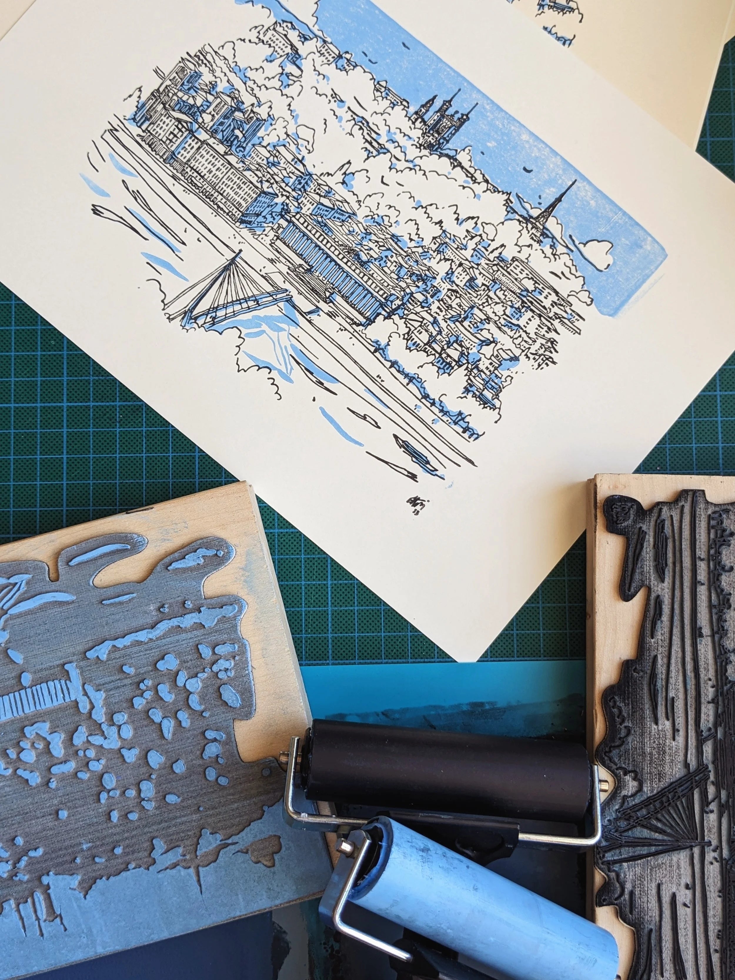Linogravure Passerelle